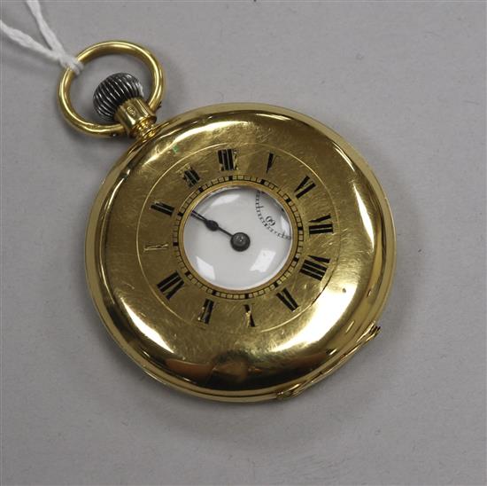 An 18ct gold-cased half-hunter pocket watch,